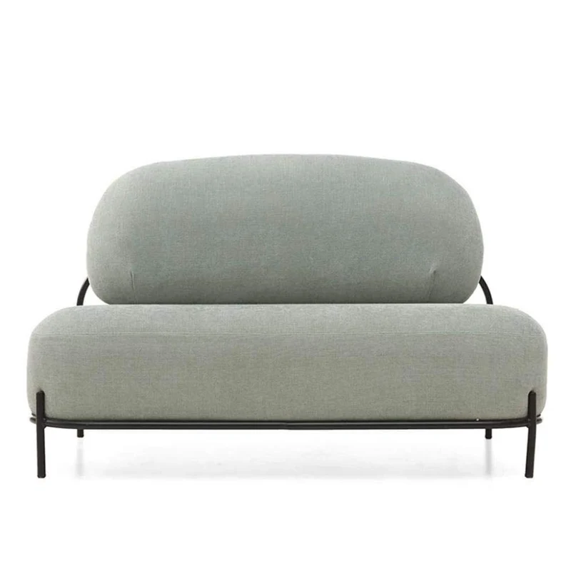 XZKHL Modern Accent Fabric Chair Einzelsofa Bequemer gepolsterter Sessel Wohnzimmermöbel, Keine Armlehne Schmiedeeisengestell, Pebble Design, Rosa, Einzelposition, Grün, Doppelplatz