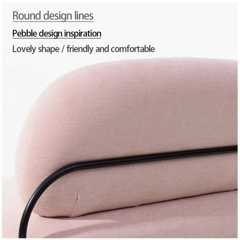 XZKHL Modern Accent Fabric Chair Einzelsofa Bequemer gepolsterter Sessel Wohnzimmermöbel, Keine Armlehne Schmiedeeisengestell, Pebble Design, Rosa, Einzelposition, Grün, Doppelplatz