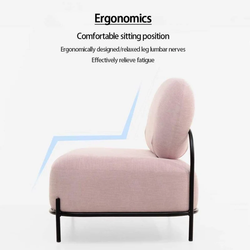XZKHL Modern Accent Fabric Chair Einzelsofa Bequemer gepolsterter Sessel Wohnzimmermöbel, Keine Armlehne Schmiedeeisengestell, Pebble Design, Rosa, Einzelposition, Grün, Doppelplatz