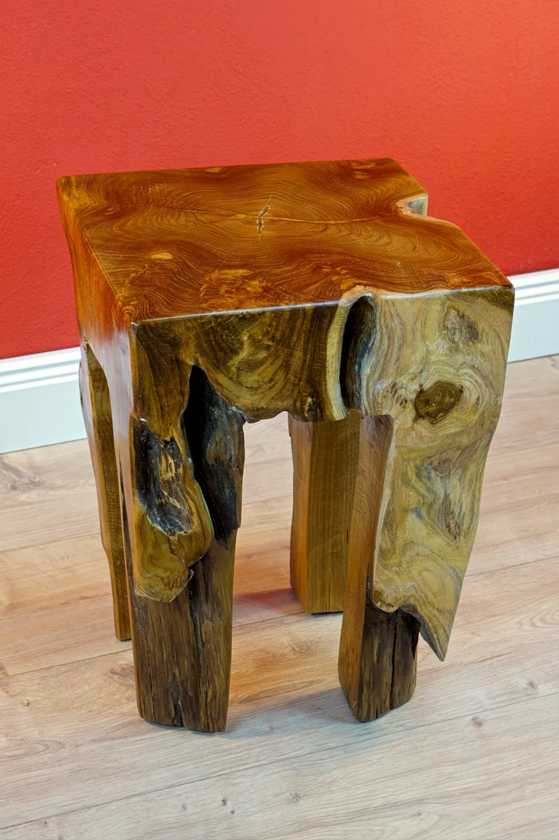 Kinaree HAPO Table d'appoint en Teck Massif en Bois de Racine