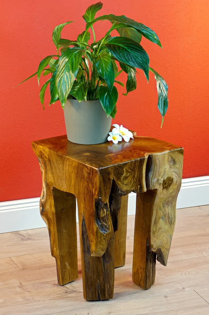 Kinaree HAPO Table d'appoint en Teck Massif en Bois de Racine