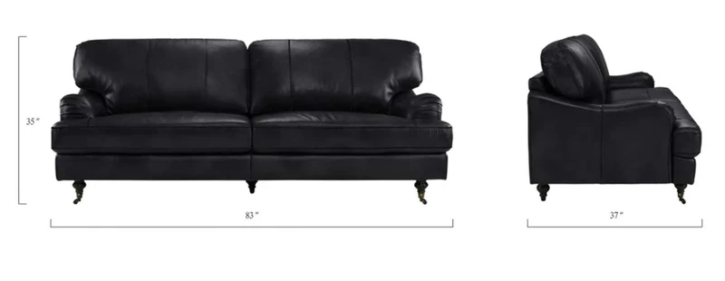 BHDesign Florina - Canapé de Salon - Cuir Classique et Traditionnel - Marron foncé