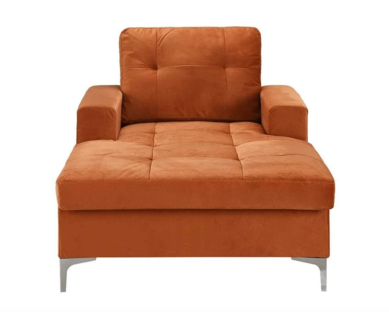 BHDesign ABI - Méridienne Moderne et Large - Velours - Coloris Marron