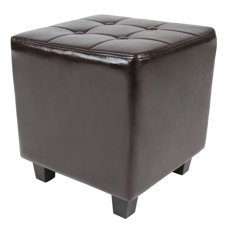 MIADOMODO Fauteuil Chesterfield avec Tabouret - en Bois et Simili Cuir, Éléments Décoratifs en Cuivre, Capacité 100 kg, Couleur au Choix - Chaise, Meubles, Fauteuil Cabriolet, Salon, Maison (Marron)