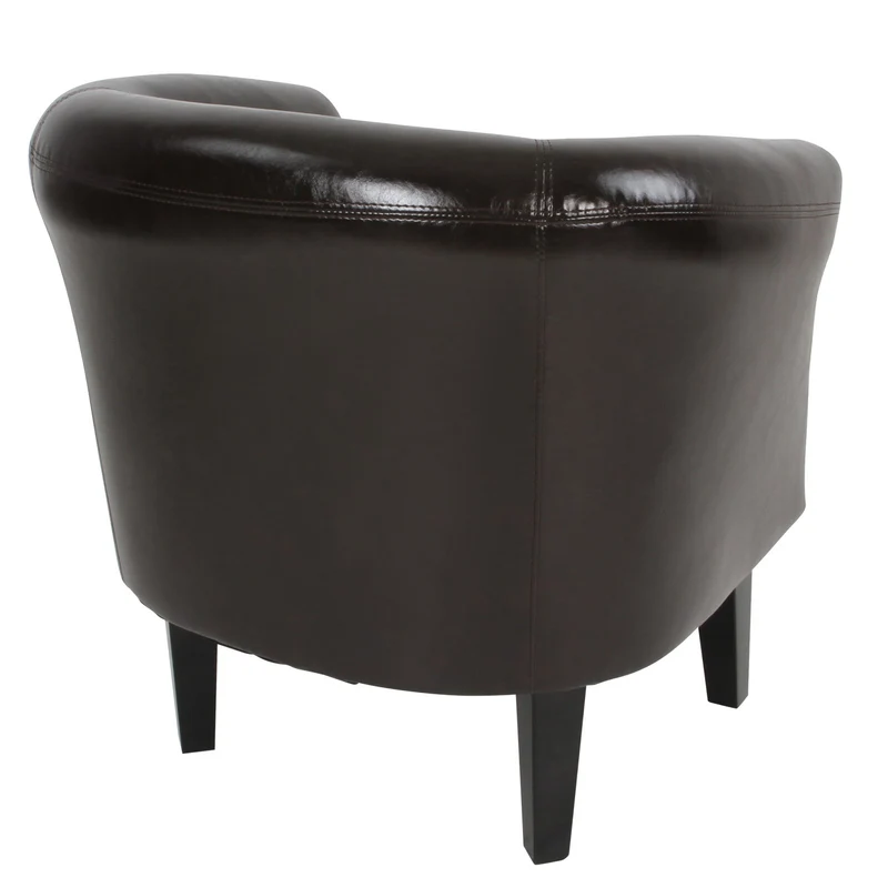 MIADOMODO Fauteuil Chesterfield avec Tabouret - en Bois et Simili Cuir, Éléments Décoratifs en Cuivre, Capacité 100 kg, Couleur au Choix - Chaise, Meubles, Fauteuil Cabriolet, Salon, Maison (Marron)