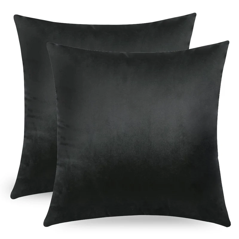 MIULEE 2 Housses de Coussin en Velours Décoratif Canapé Outgeek Home Decor Taie d'oreiller Super Doux Decoration Maison Salon Chambre pour Canapé Clic Clac 45 x45 cm 18"x18" Noir