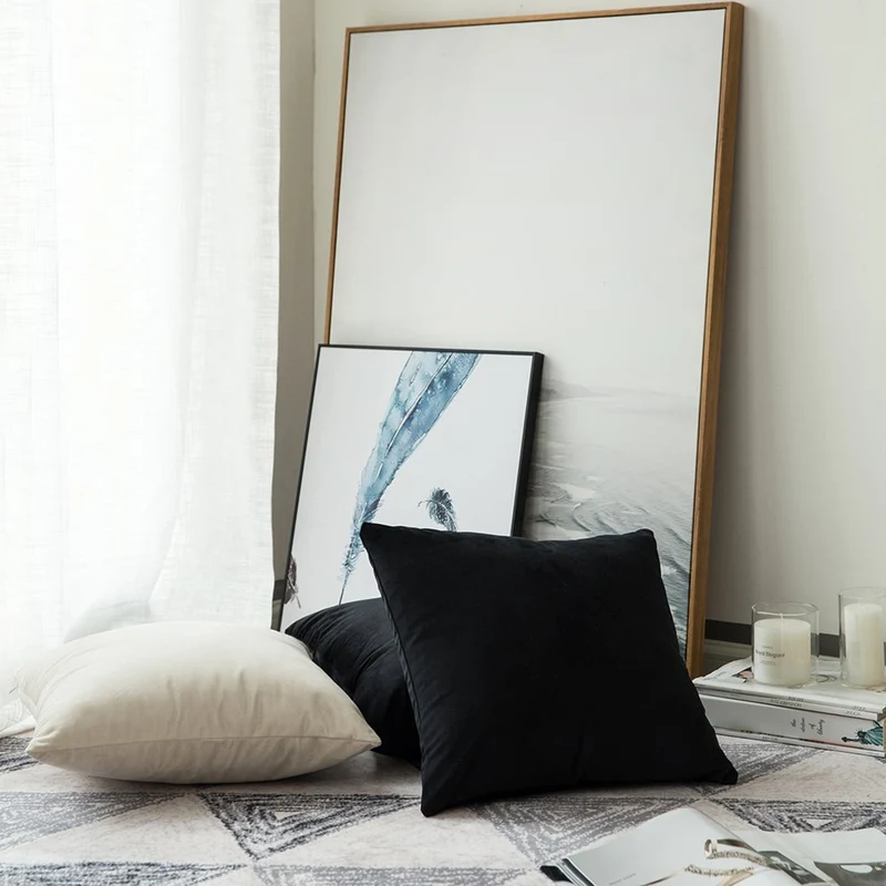 MIULEE 2 Housses de Coussin en Velours Décoratif Canapé Outgeek Home Decor Taie d'oreiller Super Doux Decoration Maison Salon Chambre pour Canapé Clic Clac 45 x45 cm 18"x18" Noir