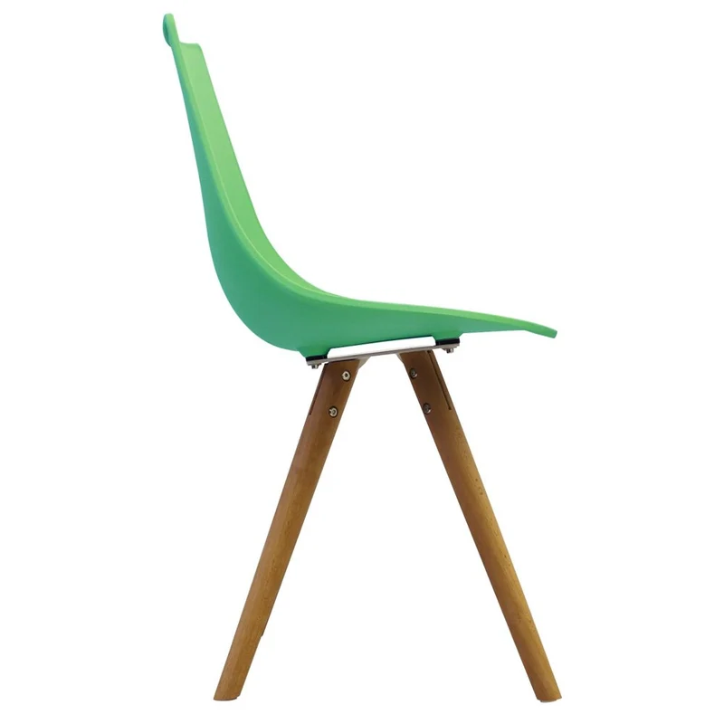 Scandi Retro Style Designer Chaise en plastique avec pieds en bois, menthe poivrée, H: 82cm W: 47.5cm D: 44cm. SEAT HEIGHT 48CM
