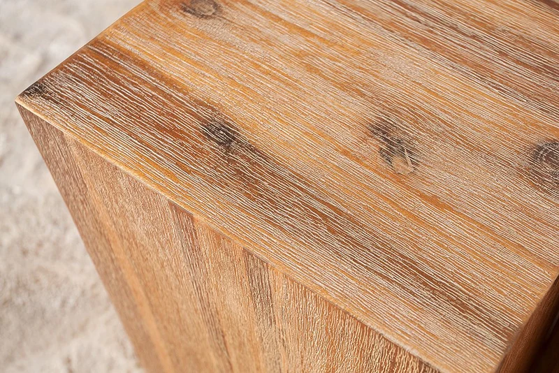Invicta Interior Castle Tabouret Massif en Bois d'acacia brossé 45 cm