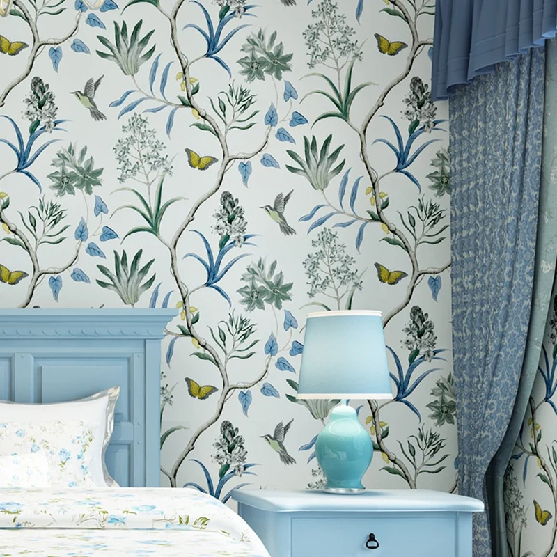 LianLe Papier Peint Forêt Mystique Fleurs Oiseaux Papillons Wall Papper Décoration Mural,B