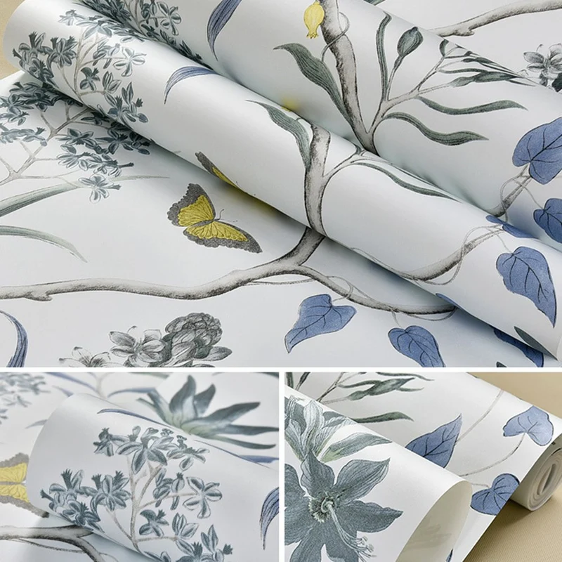 LianLe Papier Peint Forêt Mystique Fleurs Oiseaux Papillons Wall Papper Décoration Mural,B