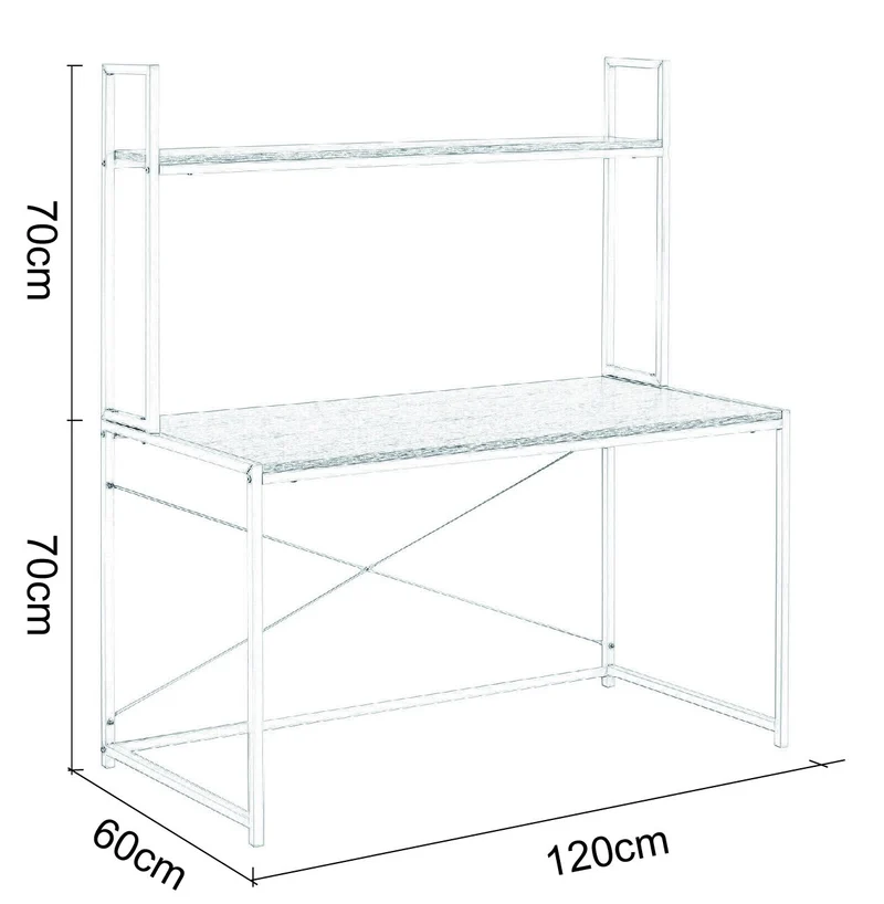 WOLTU TSB09hei Bureau d'ordinateur table de bureau à domicile station de travail en bois et acier,environ 120x60x140cm,Chêne clair+Blanc