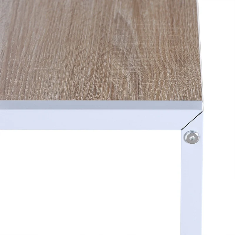 WOLTU TSB09hei Bureau d'ordinateur table de bureau à domicile station de travail en bois et acier,environ 120x60x140cm,Chêne clair+Blanc