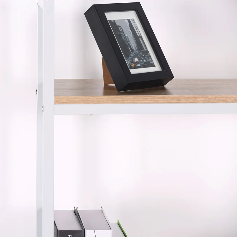 WOLTU TSB09hei Bureau d'ordinateur table de bureau à domicile station de travail en bois et acier,environ 120x60x140cm,Chêne clair+Blanc