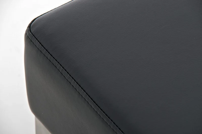 CLP Banc 3 Places LAMEGA 120x40, Rembourrage épais 15 cm, Banquette, châssis en Acier brossé, Similicuir Noir