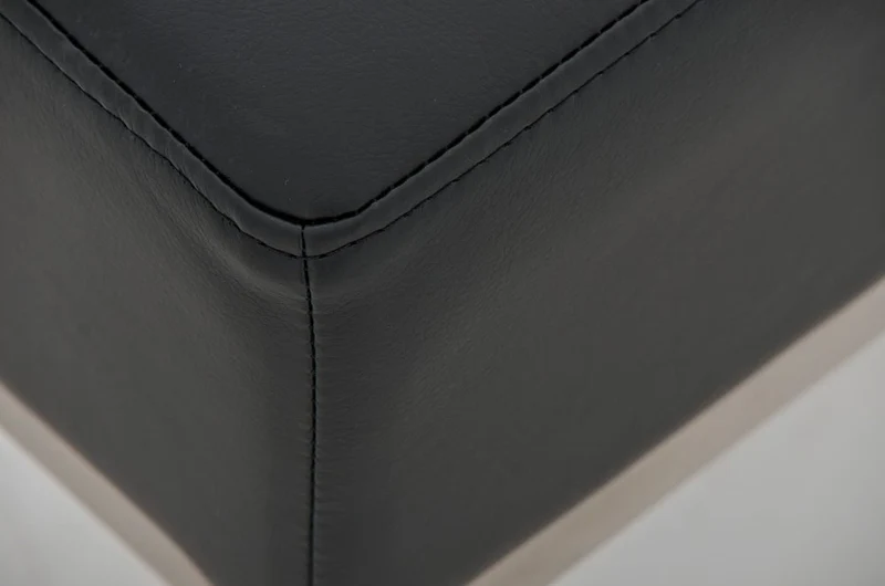 CLP Banc 3 Places LAMEGA 120x40, Rembourrage épais 15 cm, Banquette, châssis en Acier brossé, Similicuir Noir