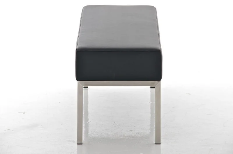 CLP Banc 3 Places LAMEGA 120x40, Rembourrage épais 15 cm, Banquette, châssis en Acier brossé, Similicuir Noir