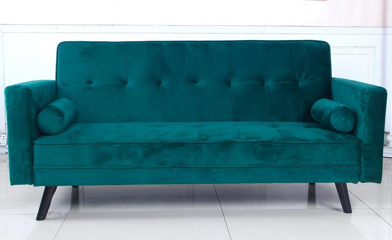 Menzzo Slow Canapé Convertible, Velours, Vert, 186