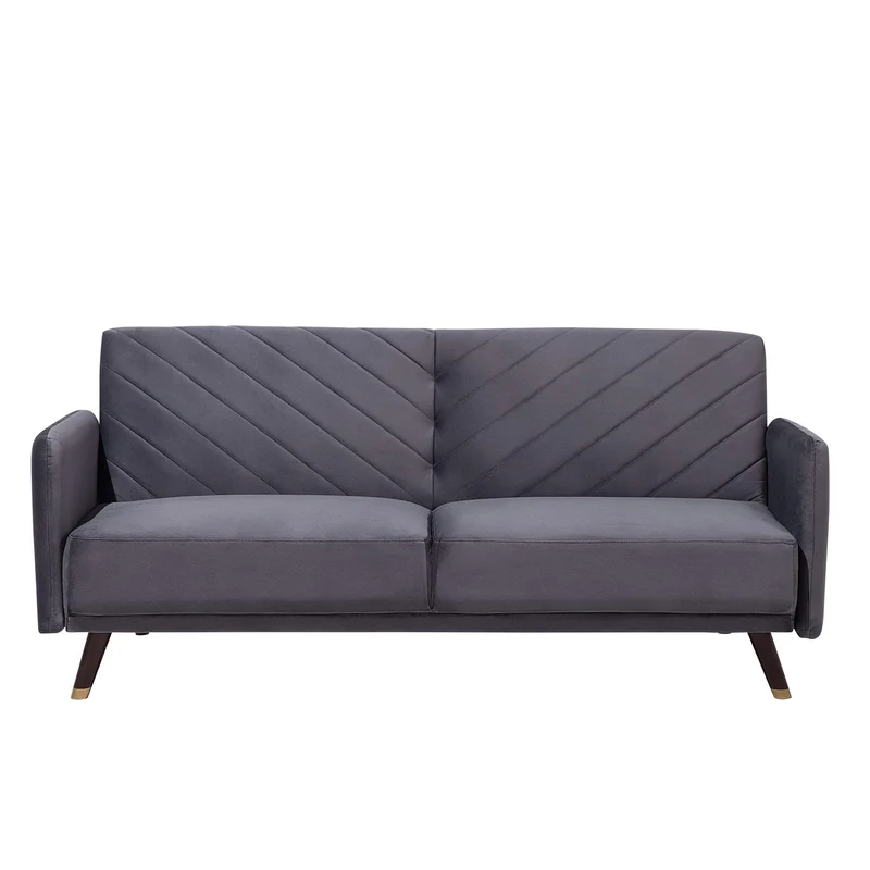 Beliani Canapé Convertible en Tissu Gris SENJA