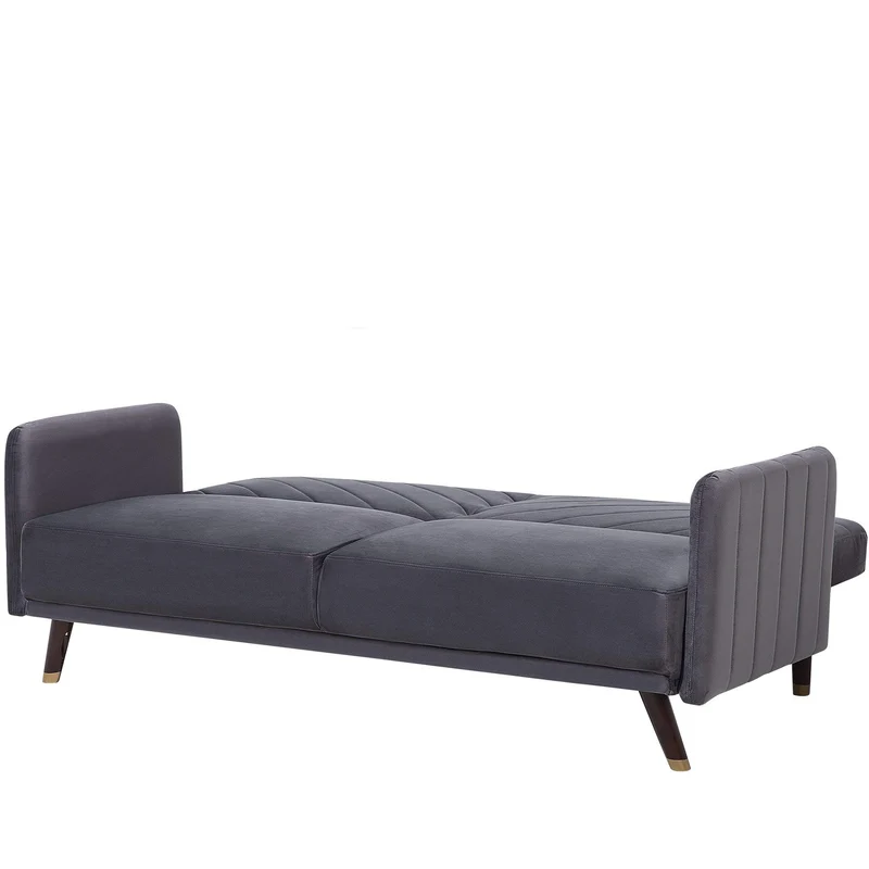 Beliani Canapé Convertible en Tissu Gris SENJA