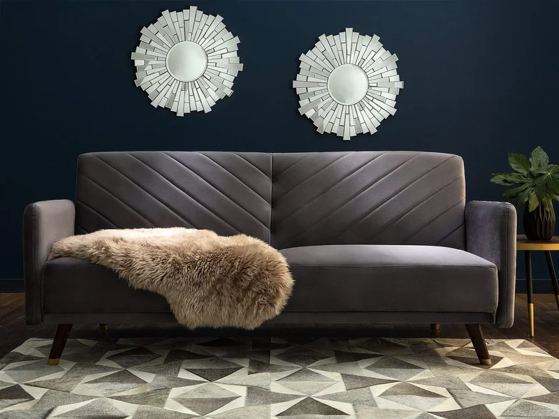 Beliani Canapé Convertible en Tissu Gris SENJA