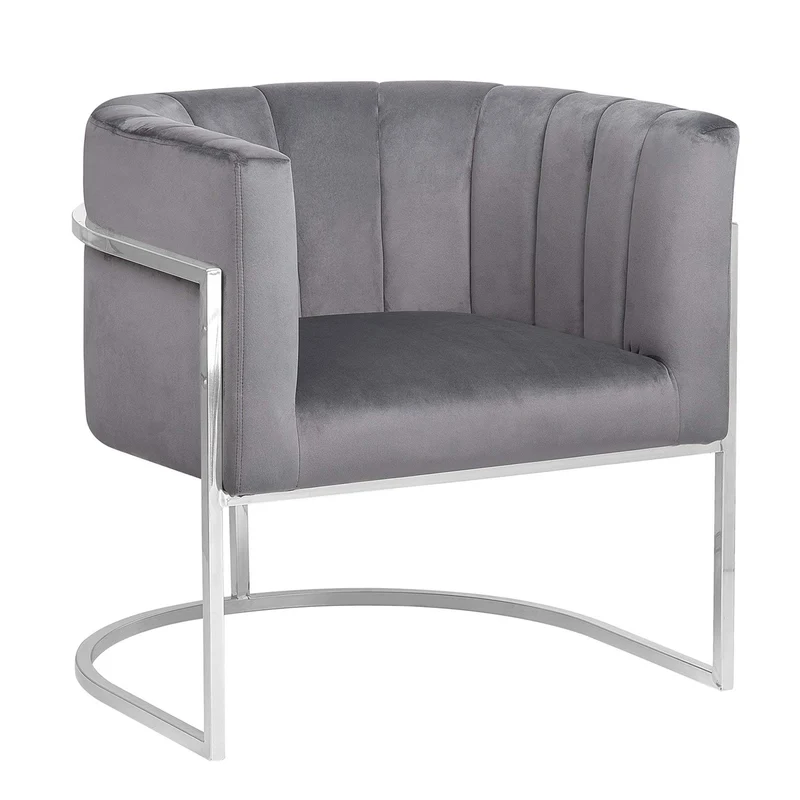 Fauteuil en Velours Gris LARVIK