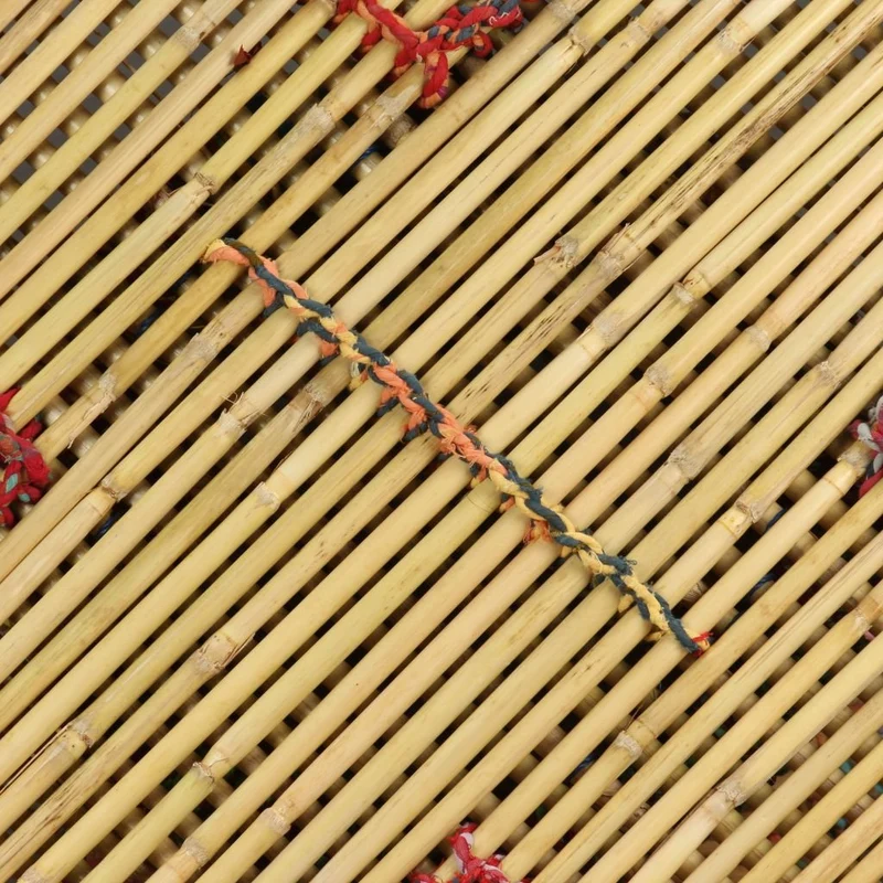 Festnight Table Basse en Bambou avec Détails Chindi Multicolore 60 x 60 x 45 cm