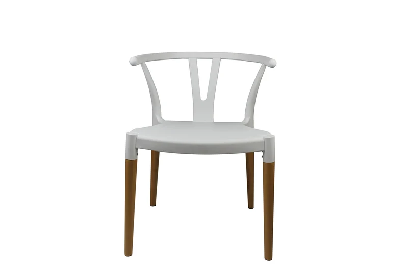 Decopresto 1 x Chaise Design Inspiration scandinave Pied Bois Naturel Siège Blanc DP-Wish-WH-1