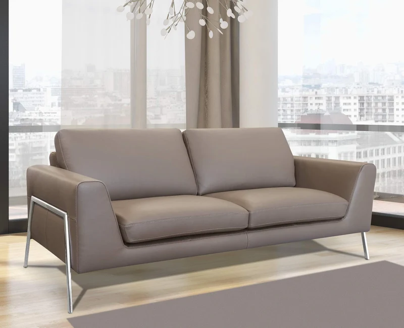 Alkove - canapé moderne en cuir Kutina, 3 places, TAUPE