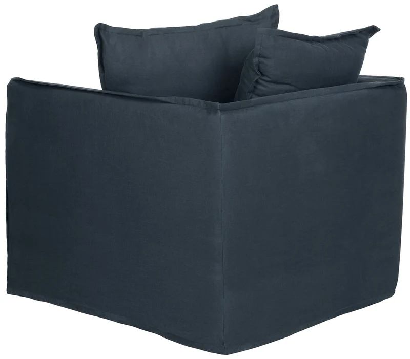 Safavieh SEU4651A Adeline Fauteuil Lin Bleu Foncé 75 x 84 x 65,02 cm