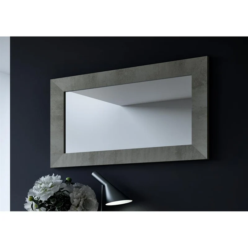Mobili Fiver, Miroir Mural rectangulaire, Cadre Frêne Noir, Giuditta 110, 110 x 65 x 3,5 cm, Mélaminé/Verre, Made in Italy