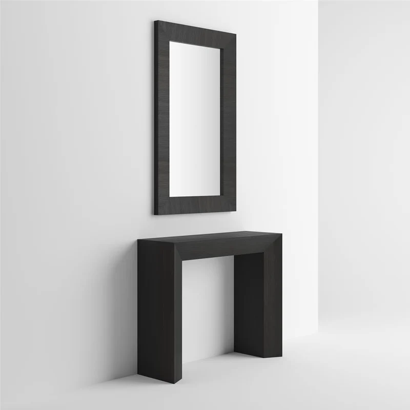 Mobili Fiver, Miroir Mural rectangulaire, Cadre Frêne Noir, Giuditta 110, 110 x 65 x 3,5 cm, Mélaminé/Verre, Made in Italy