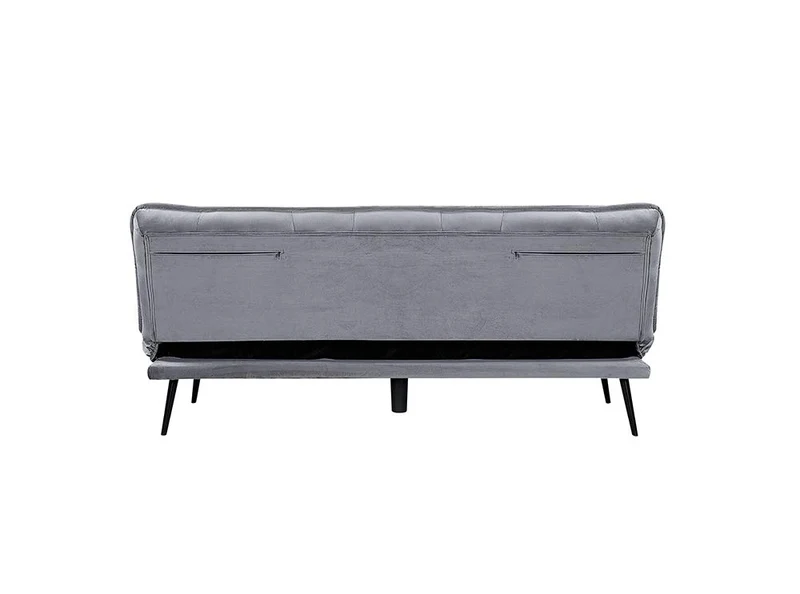 Loungitude Banquette convertible en velours gris perle et pieds métal noirs