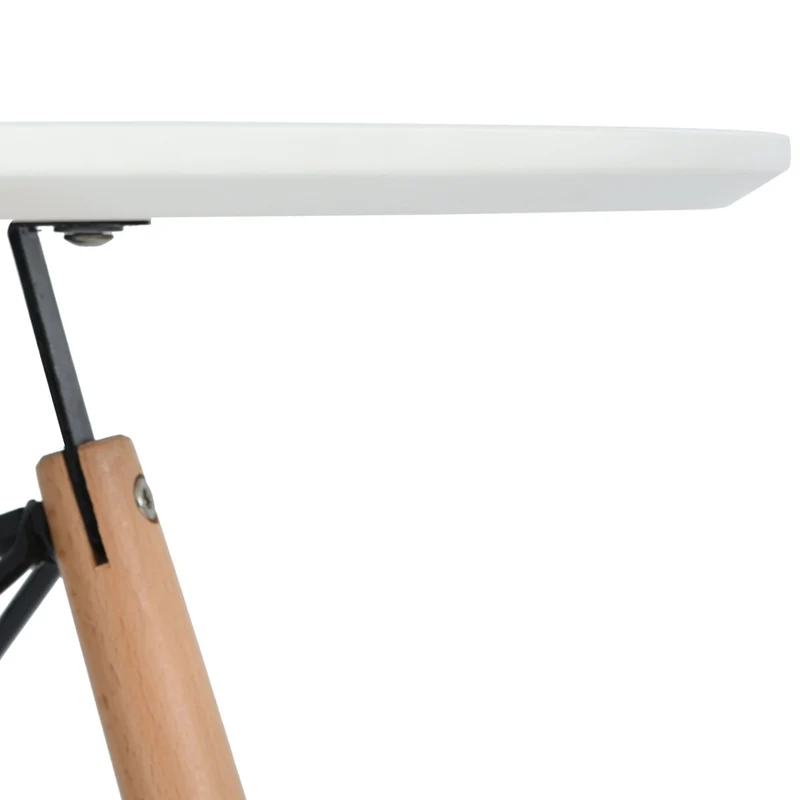 H.J WeDoo Ronde Table de Salle à Manger Scandinave Design Blanc avec Eiffel Jambes en hêtre 80 cm