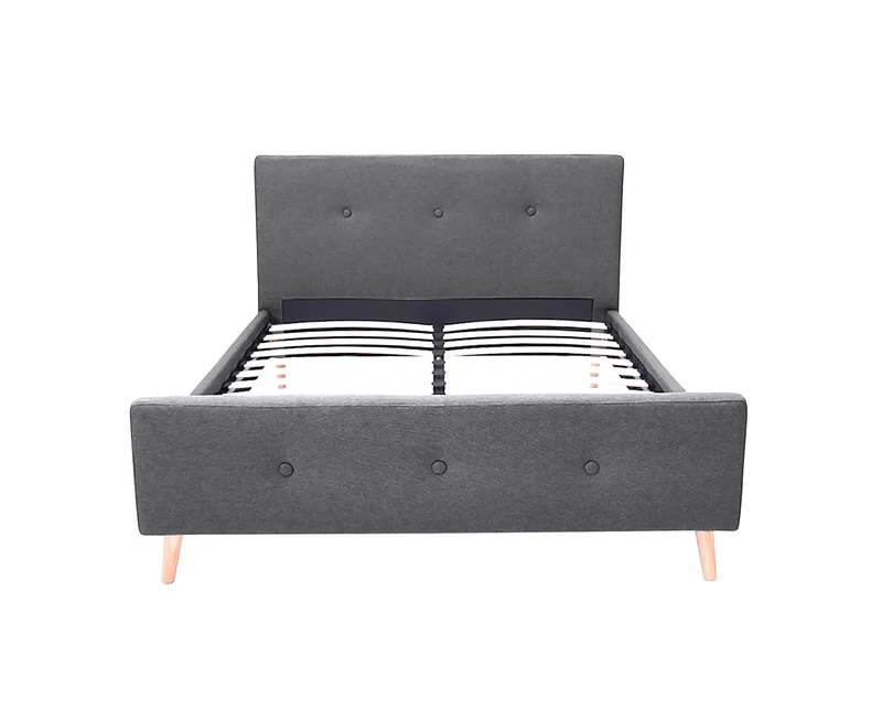 Mobilier Deco Lit scandinave 2 Personnes en Tissu Gris avec sommier 140 x 190 ZIKO