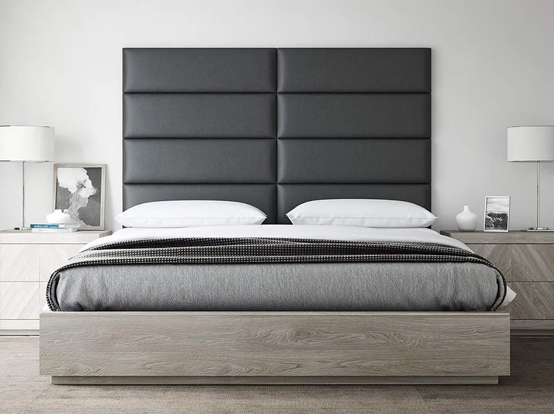 VANT - Panneaux muraux d'appoint rembourrés - Paquet de 4 - Facile à Installer - Double - Tête de lit King Size (Charbon en Cuir Noir Ancien, 76cm de Large)