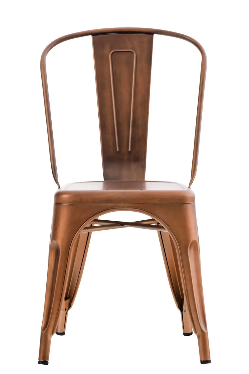 CLP Chaise Empilable en métal Belgrad - Chaise avec Dossier Haut Pieds avec Patins de Protection - Hauteur Assise 46 cm - Chaise de Cuisine Cuivre