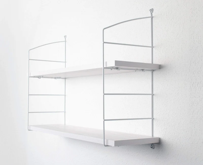 Element System Wire & Wood Escabeau métallique rétro avec 2 étagères en bois, louche/blanc