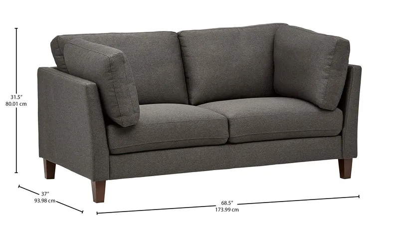 Marque Amazon - Rivet Midtown - canapé moderne à coussins amovibles, 174 cm, Charbon