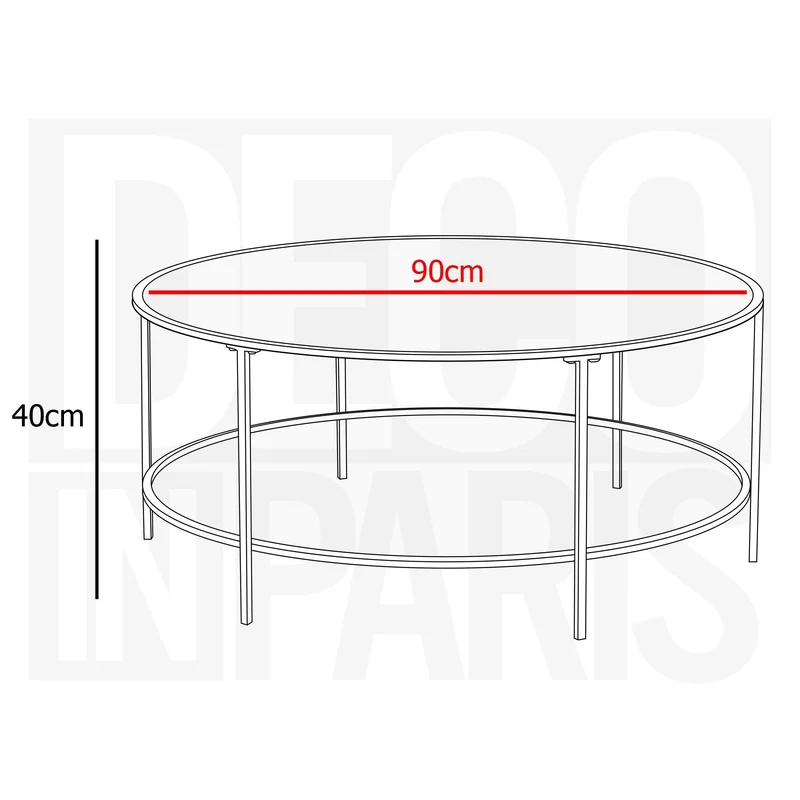 DecoInParis Table Basse en Verre Noir et métal THESSA