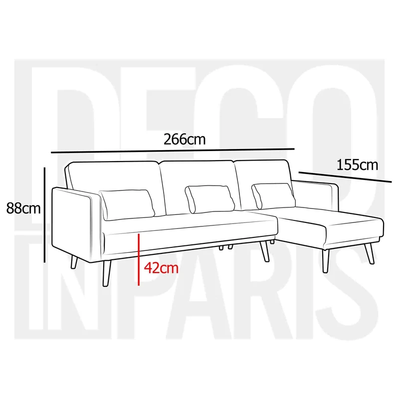 ANA - Canapé d'angle en Tissu Velours Gris Convertible Modulable Angle Réversible