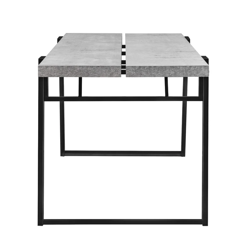[en.CASA] Table de Manger Table de Salle à Manger Table de Cuisine Table de Bureau ﻿﻿﻿﻿﻿180cm x 80cm x 77cm MDF furniert et Acier revêtu par Poudre Effet béton