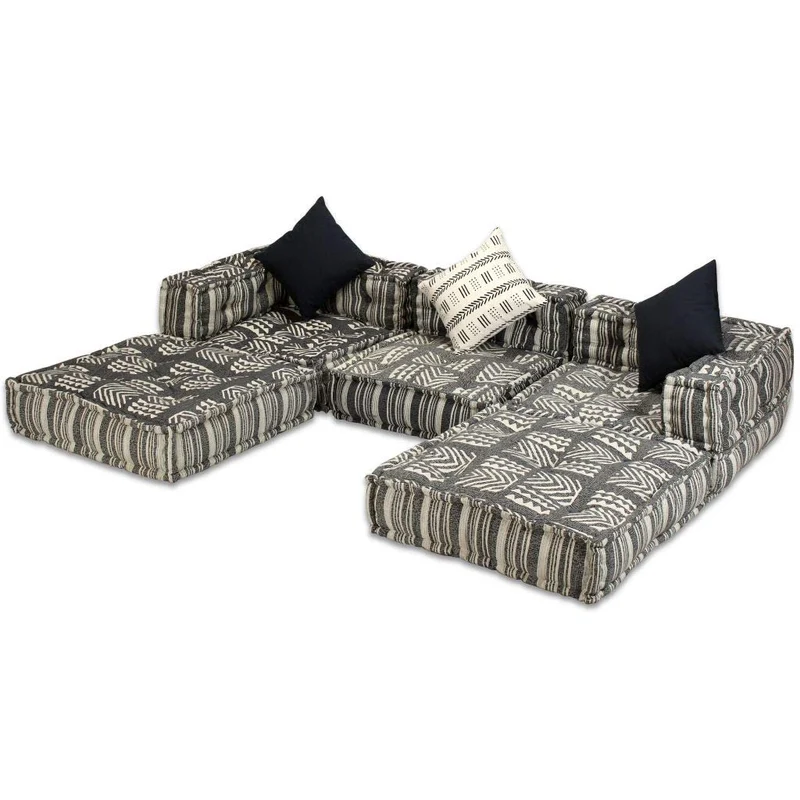 vidaXL Canapé Modulable à 3 places Tissu Rayure Canapé Convertible Salon