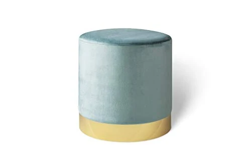 LIFA LIVING Pouf Salon en Velours 30 x 38 cm, Petit Tabouret Ottoman Vieux Rose avec Base en métal doré, pour la Chambre et la Cuisine