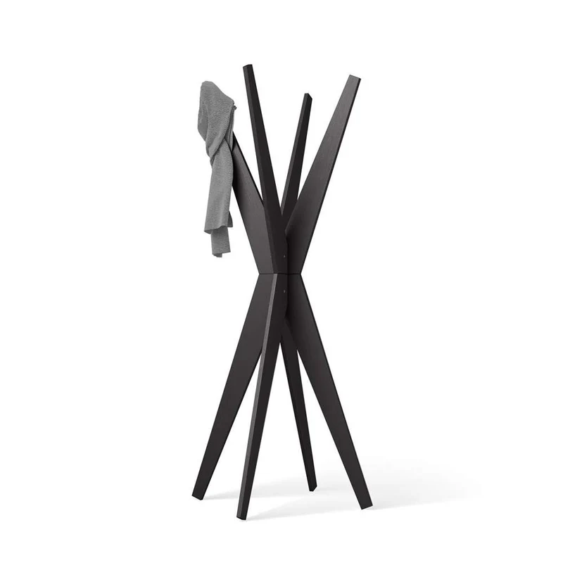 Mobili Fiver, Porte-Manteau sur Pied Design, Emma Frêne Noir, 80 x 80 x 170,5 cm, Made in Italy