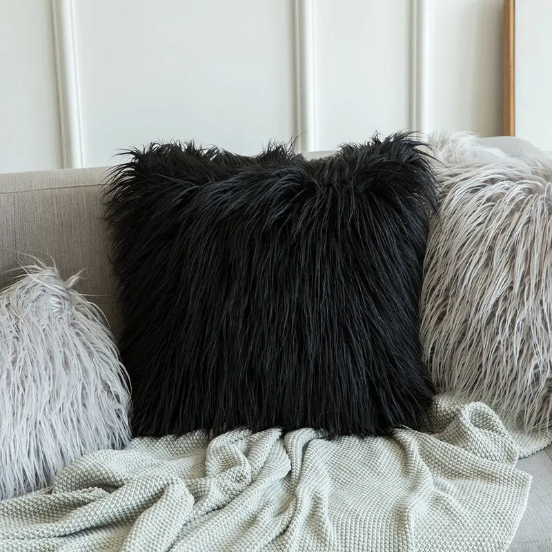 MIULEE Lot de 2 Housse de Coussin de Canapé en Fausse Fourrure Deluxe Décoratif Maison Chambre Lit Super Doux Peluche Mongolie Taie d'oreiller 45X45cm Gris Clair