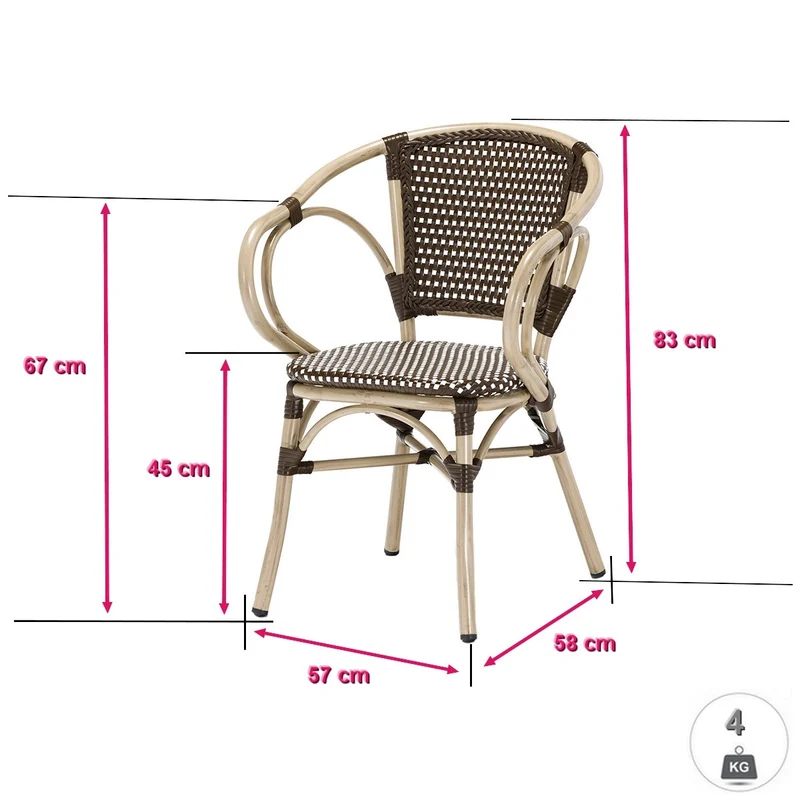 Rotin Design Noel: -36% Fauteuil bistrot Nina en polyrotin