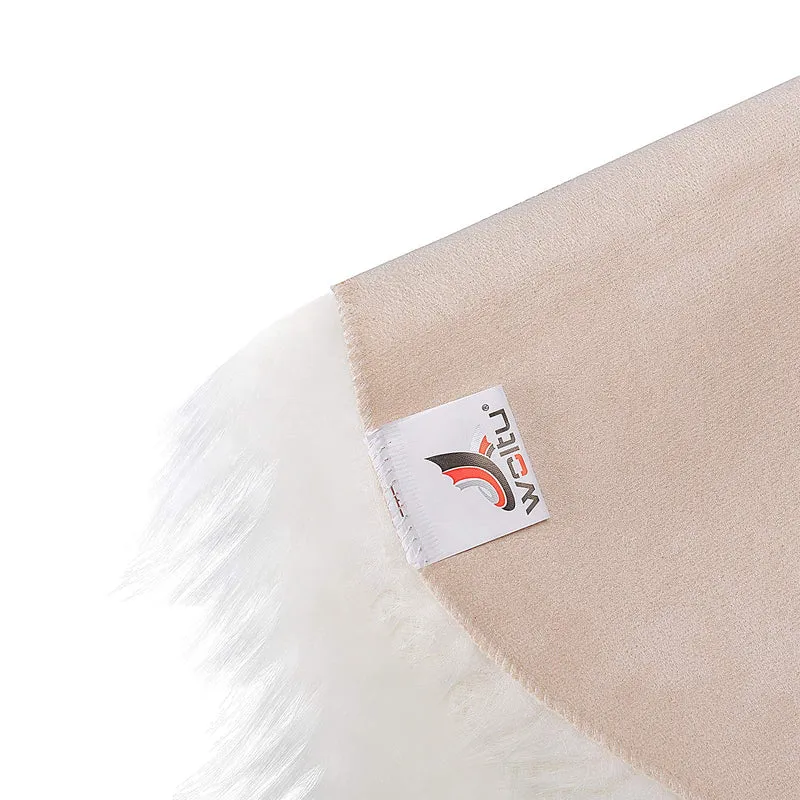 WOLTU TP3524ws Tapis en Peau de Mouton synthétique Fourrure Longue Coussin de Fourrure Imitation 60x90cm, Blanc