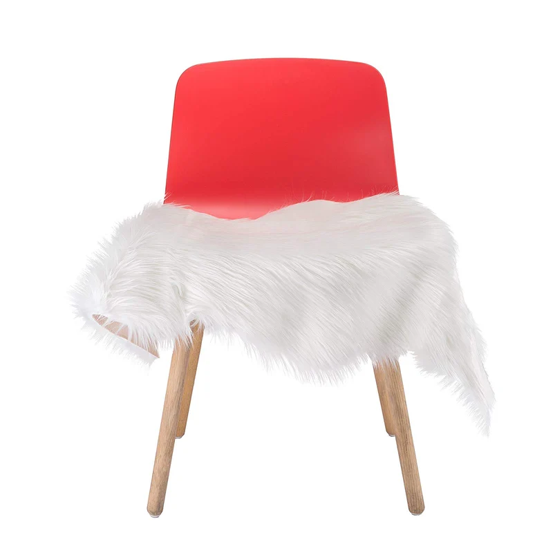 WOLTU TP3524ws Tapis en Peau de Mouton synthétique Fourrure Longue Coussin de Fourrure Imitation 60x90cm, Blanc