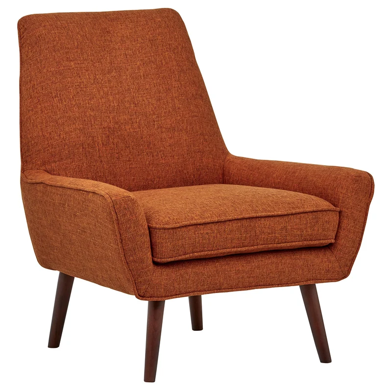 Marque Amazon - Rivet Jamie - Chaise d'appoint à accoudoirs bas, style années 1950, L 79 cm L, Orange brûlé